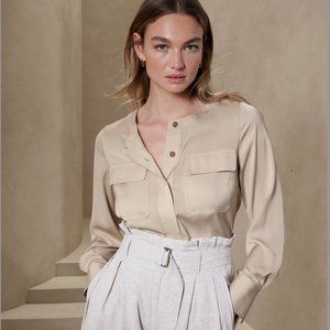 Banana Republic Factory Oyster Pearl Utility Blouse - Women's Small